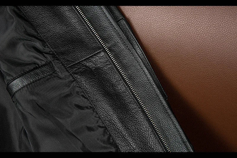 2025 New Spring Men's Genuine Leather Jacket Embroidery Bomber Cowhide Air Force Jacket Motorcycle Leather Coat A2 Biker Clothes