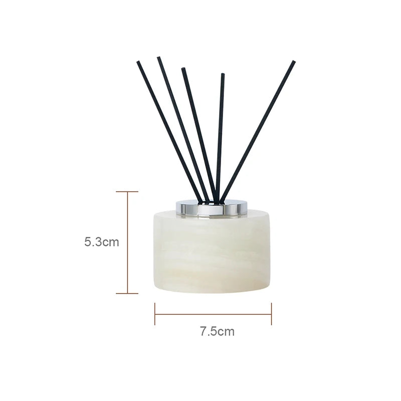 White Onyx Natural Marble Bathroom Accessories Luxury Soap Dispenser Cotton Swabs Container Reed diffuser Tray Bathroom Set