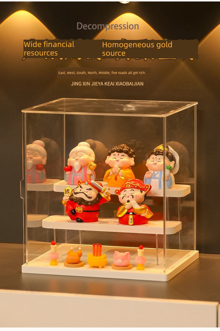 Five-Way God of Wealth All-Way Fairy Home Bookcase Entrance Decoration Decoration Household Full Set Display Stand Gift Decoration