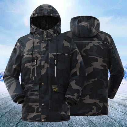 Fleece Hooded Tactical Jacket Mens Winter Camouflage Cotton Padded Thick Parkas Outdoor Waterproof Coat Casual Windproof Jacket