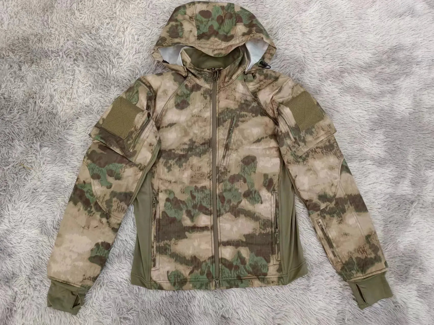 Mens CamouflageTactical Jacket Lightweight Cotton Clothes Autumn Winter Outdoor Waterproof Hooded Padded Coat Hiking Windbreaker