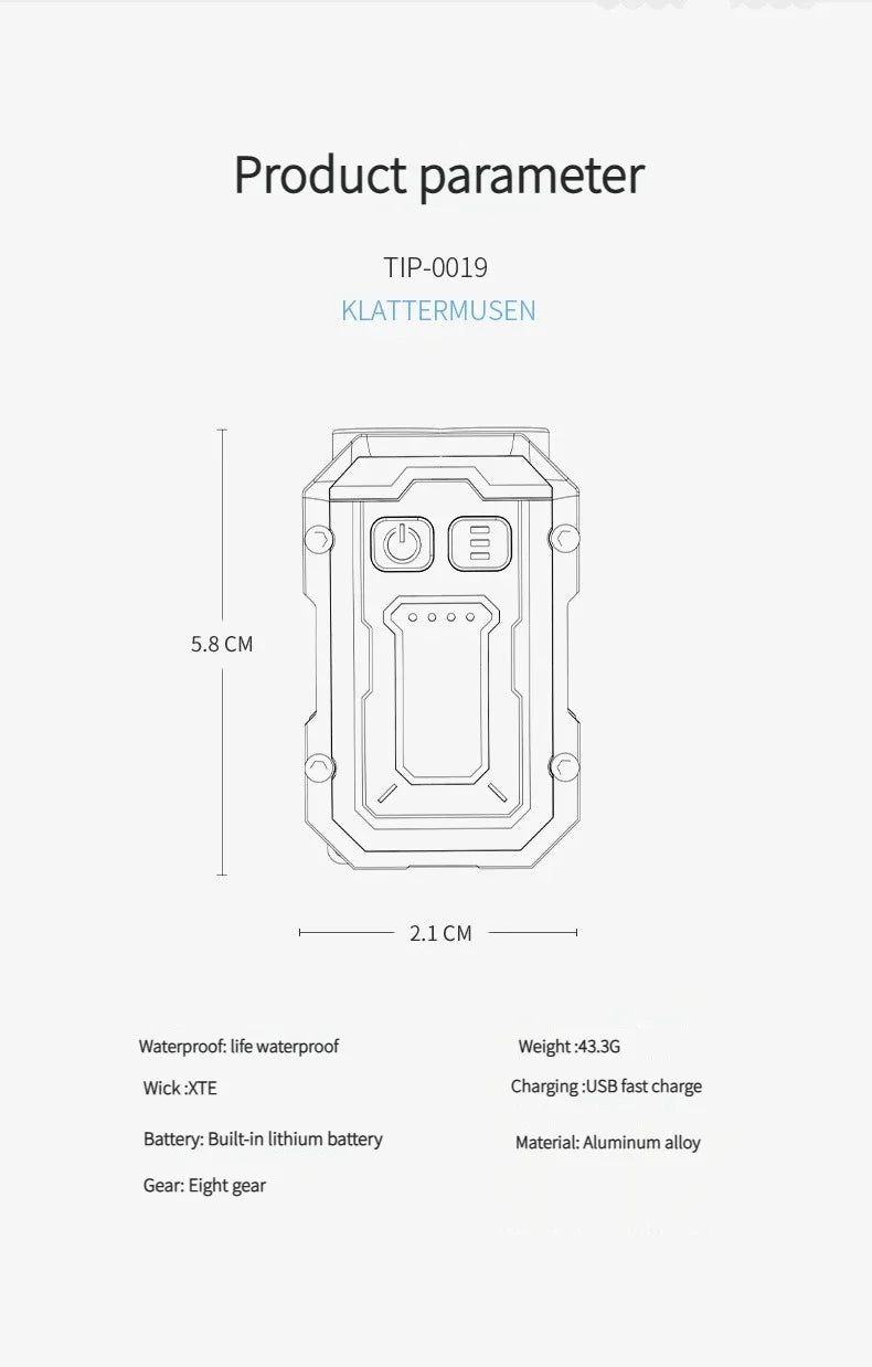 Rechargeable LED+COB Mini Multifunctional Flashlight Portable Outdoor Camping Emergency Keychain Light