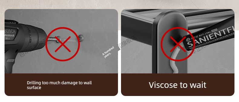 Suction Cup Towel Rack Bathroom Punch-Free Hanging Rod Bathroom Storage Rack Integrated Shower Room Toilet Storage Bath Towel Rack