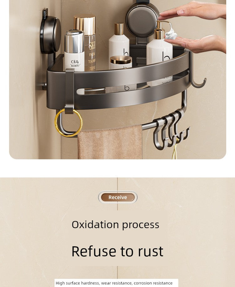 Wall-Mounted Wash Basin Toilet Triangle Basket Shelf Suction Cup