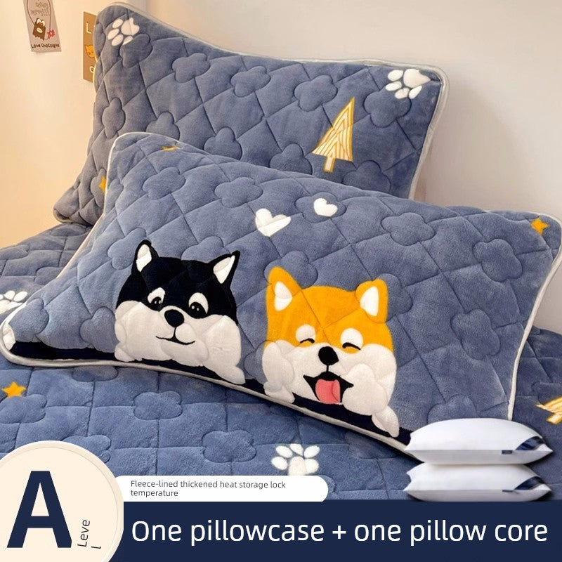 Non-Collapse Pillowcase and Pillow Core Set For Home Adult Cervical Support Improve Sleeping Pairs Dormitory Students Single Men