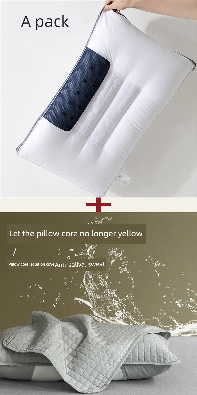 Adult Cassia Seed Pillow Case and Pillow Core Set Home a Pair of Pillow Core Protection Isolation Layer Cervical Support Sleep