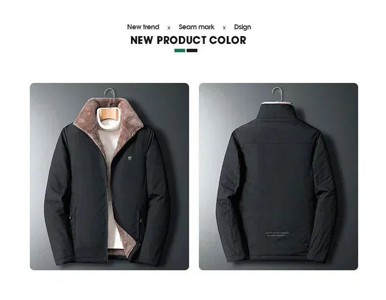 2024 Men Outdoor Winter Windproof Warm Thick Fleece Jacket Men Fashion Casual Coat Men Autumn Brand Outwear Classic Jacket Men