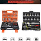 46/53pcs Drive Socket Set 1/4 inch Ratchet Wrench Set with Sockets Metric Hex Bit Socket Set Mechanic Tool Kits for Auto Repair