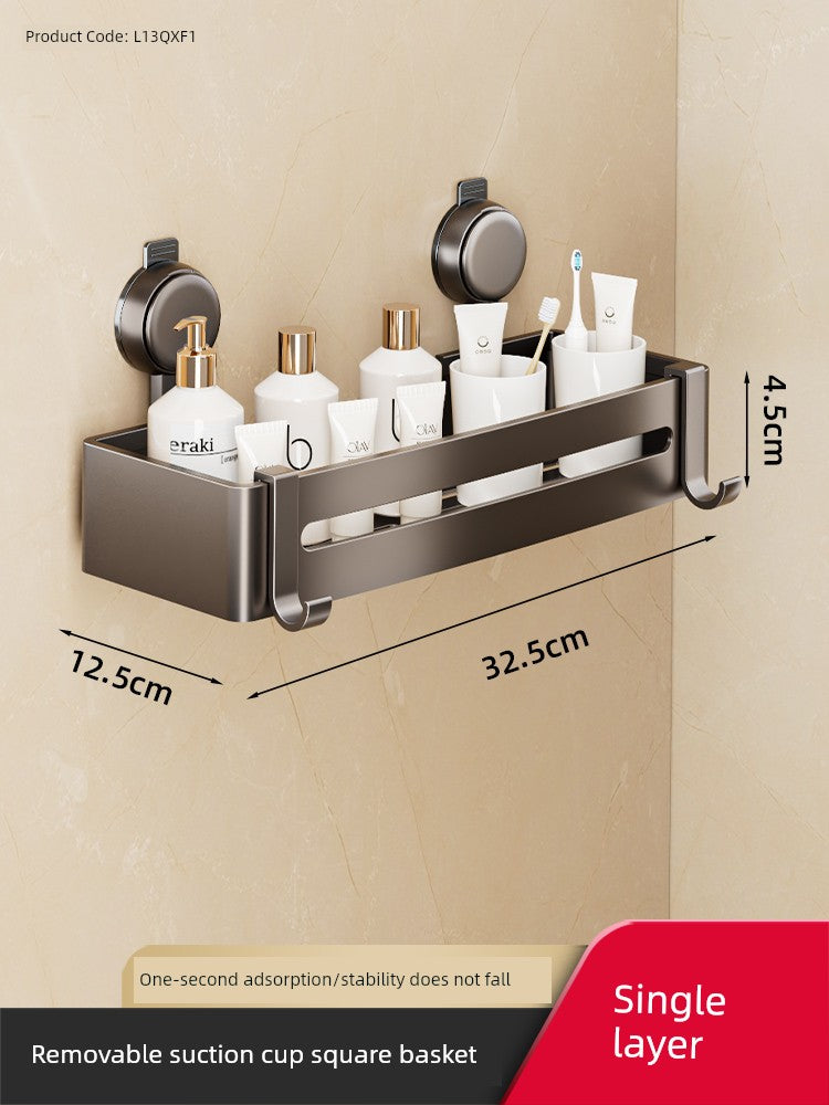 Wall-Mounted Wash Basin Toilet Triangle Basket Shelf Suction Cup
