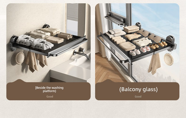 Retractable Bath Towel Rack Clothes Toilet Punch-Free Suction Cup