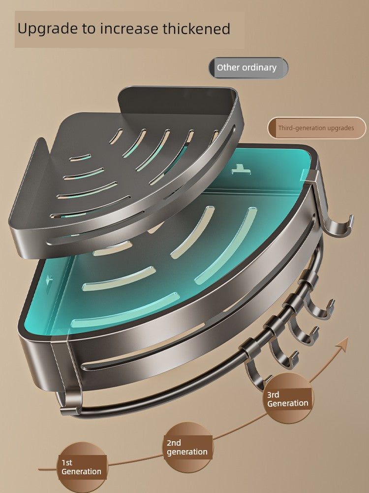 Wall-Mounted Wash Basin Toilet Triangle Basket Shelf Suction Cup