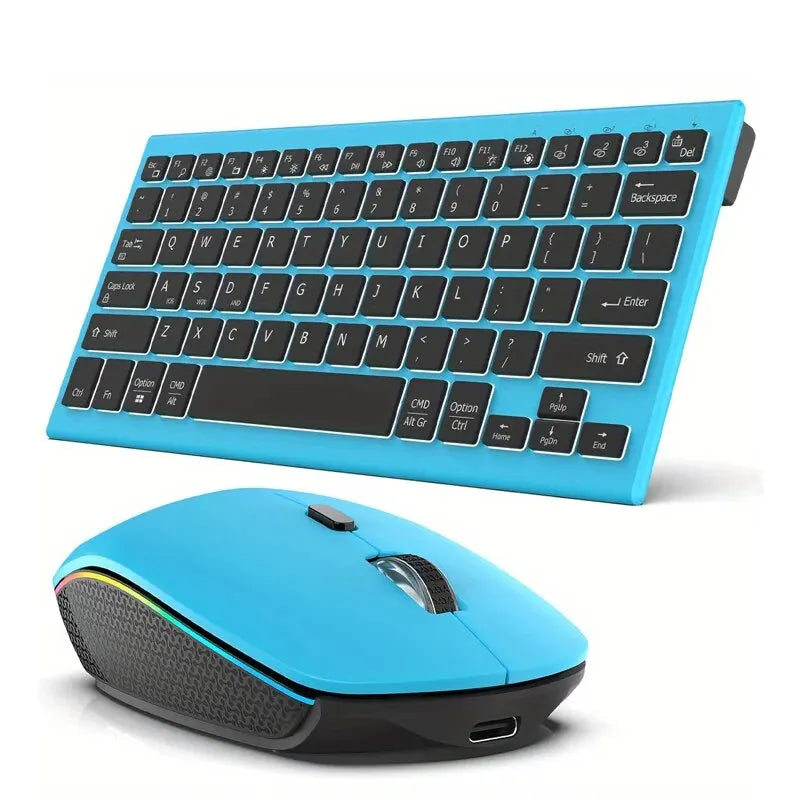 JOMAA Colors Backlit 2.4G Wireless Keyboard and Mouse Combo Rechargeable Bluetooth Keyboard for Windows Laptop