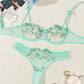 Night Beautiful Sexy Women 2 Piece floral Embroidery Underwear Sexy Erotic lingerie underwear Set