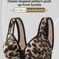 Women's Breathable Side-lifting Maternity Underwear Leopard Print Large Size Ultra-thin No Underwire Front-closure Bra