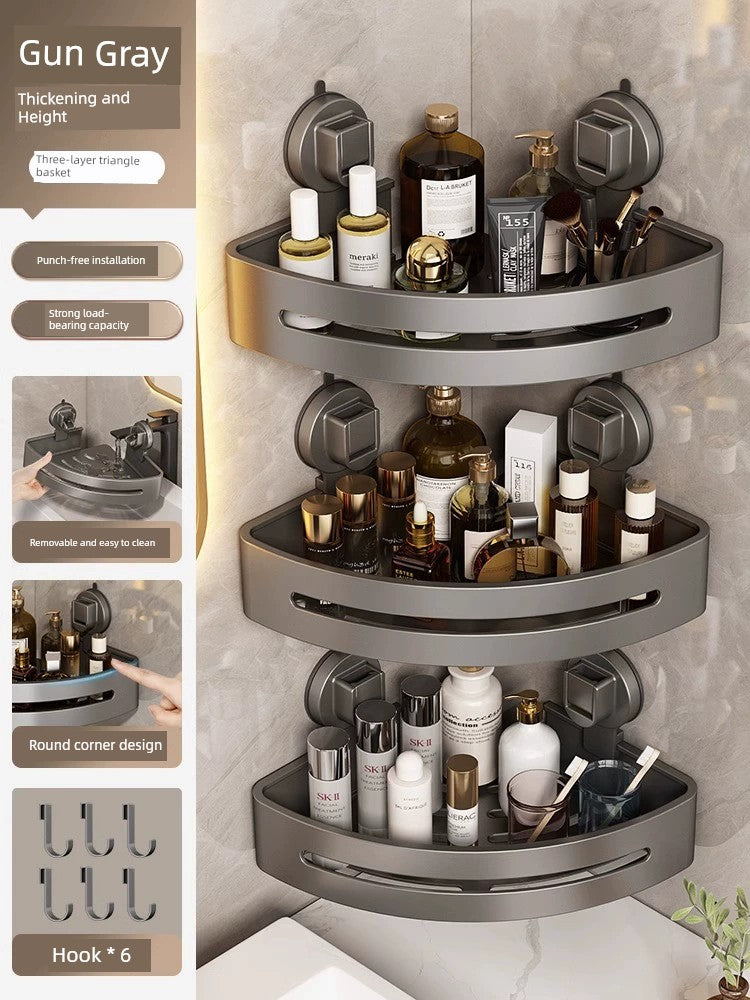 Suction Cup Punch-Free Corner Toilet Bathroom Storage Rack