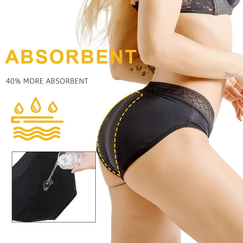 Women Menstrual Period Panties Underwear 4 Layers Plus Size Heavy Flow Absorbency Leakproof Physiological Sanitary Lingerie
