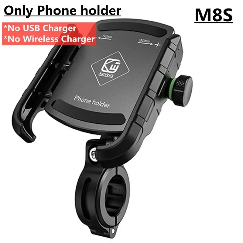 Motorcycle Phone Holder Moto Motorbike Mirror Mobile Handlebar Stand Support USB Charger Fast Wireless Charging Cellphone Mount