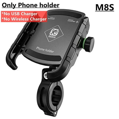 Motorcycle Phone Holder Moto Motorbike Mirror Mobile Handlebar Stand Support USB Charger Fast Wireless Charging Cellphone Mount