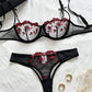 Night Beautiful Sexy Women 2 Piece floral Embroidery Underwear Sexy Erotic lingerie underwear Set