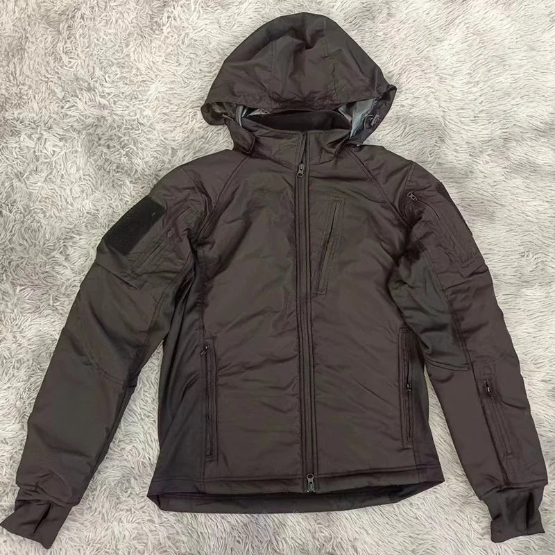 Mens CamouflageTactical Jacket Lightweight Cotton Clothes Autumn Winter Outdoor Waterproof Hooded Padded Coat Hiking Windbreaker