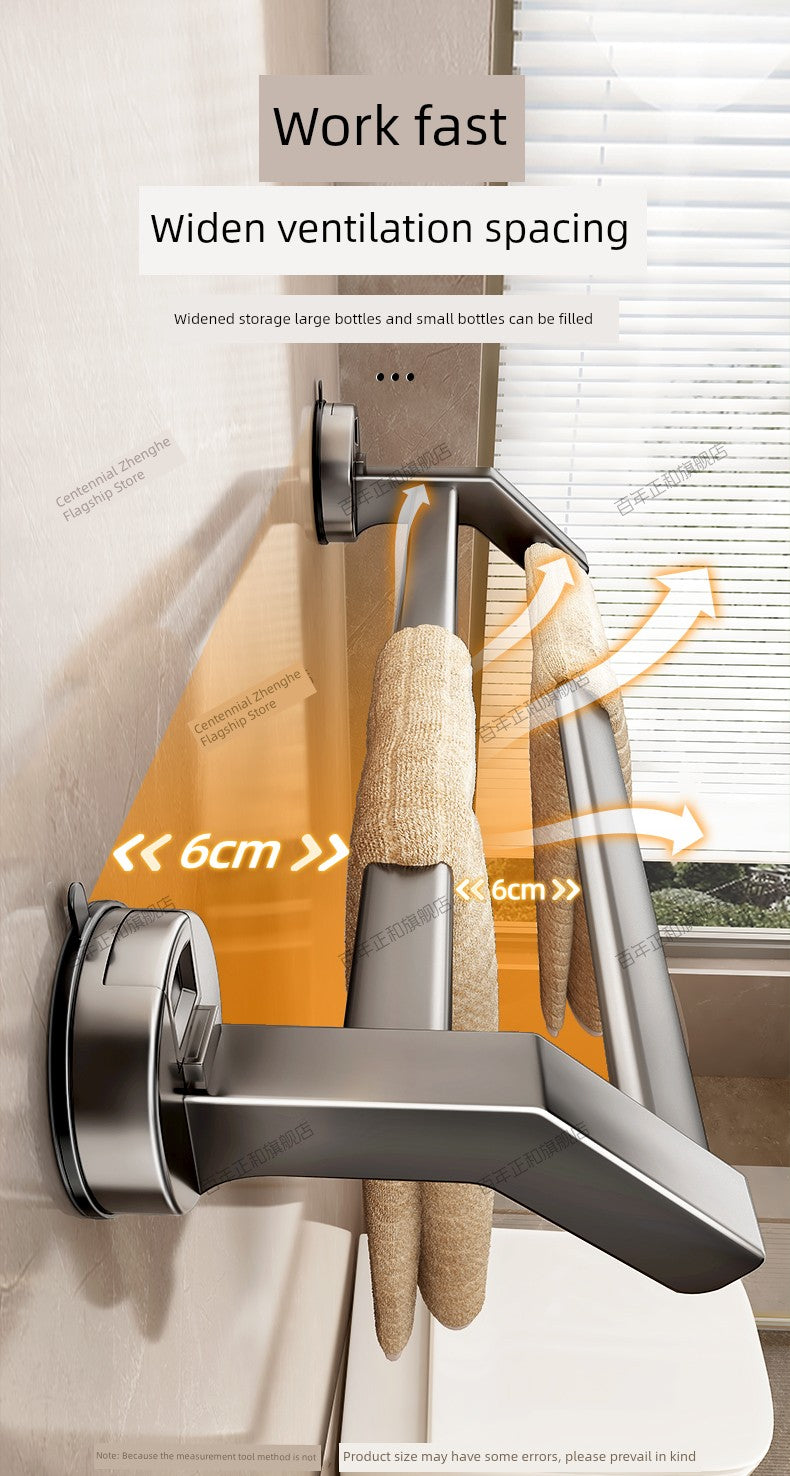 Suction Cup Towel Rack Bathroom Punch-Free Hanging Rod Bathroom Storage Rack Integrated Shower Room Toilet Storage Bath Towel Rack