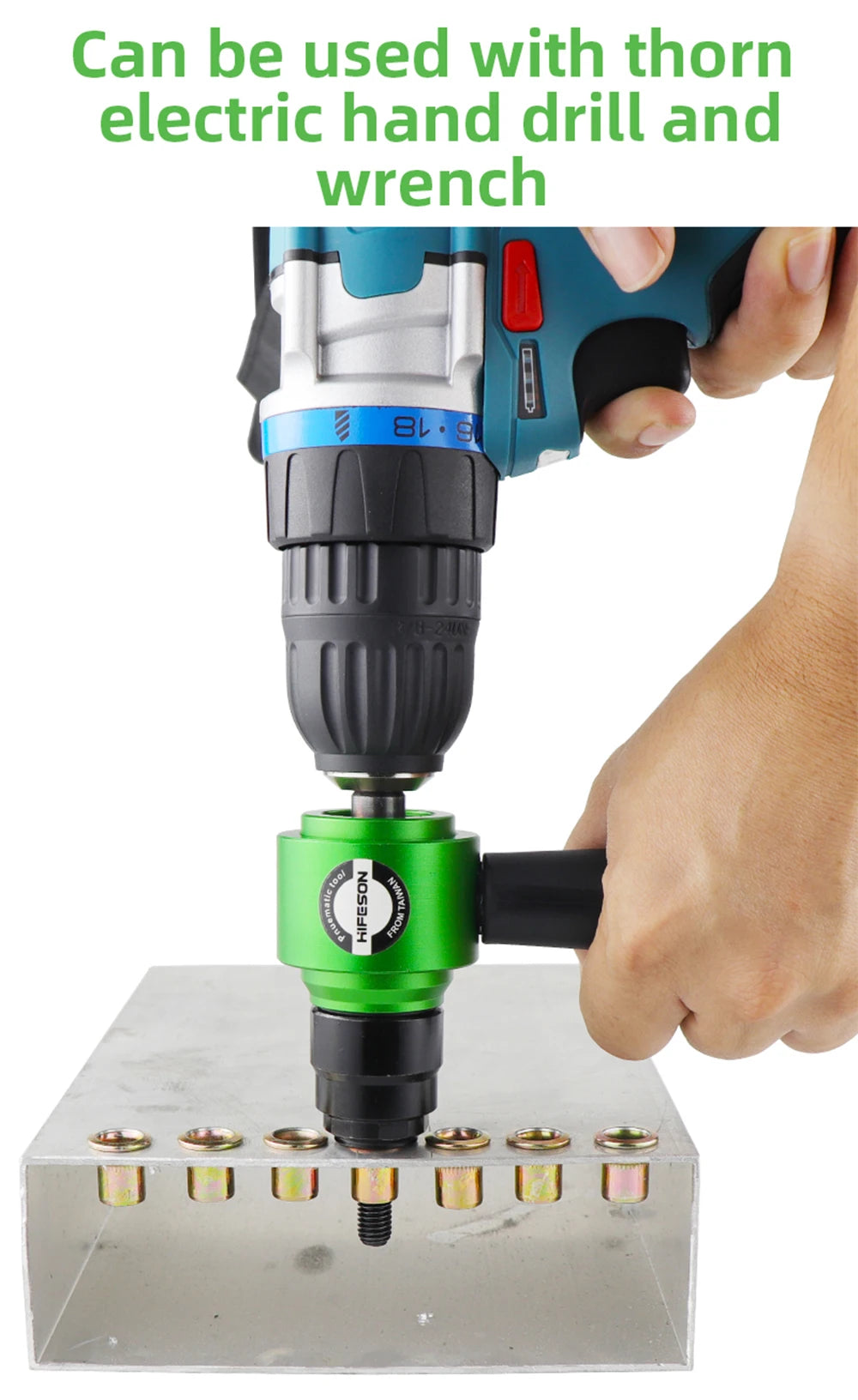 HIFESON M3 M4 M5 M6 M8 Electric Rivet Tool Aapter Manual Rivter Handheld Rivet Gun Connector Kit Hand Drill For Flat Nuts