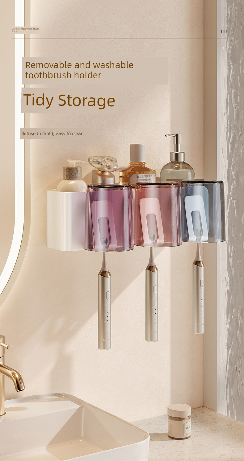 White Bathroom Wall-Mounted Toilet Towel Rack