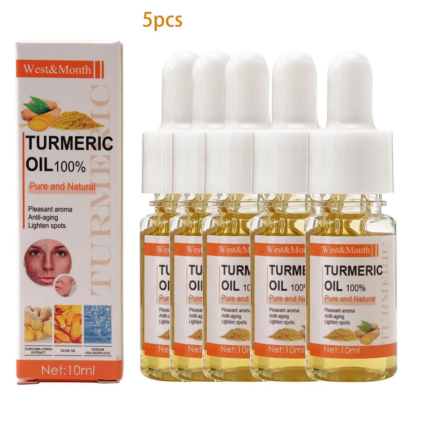 5pcs Turmeric Essential Oil Facial Body Massage Moisturizing Diffuser Aromatherapy Face Body Care Smoothing Body face Skin Care