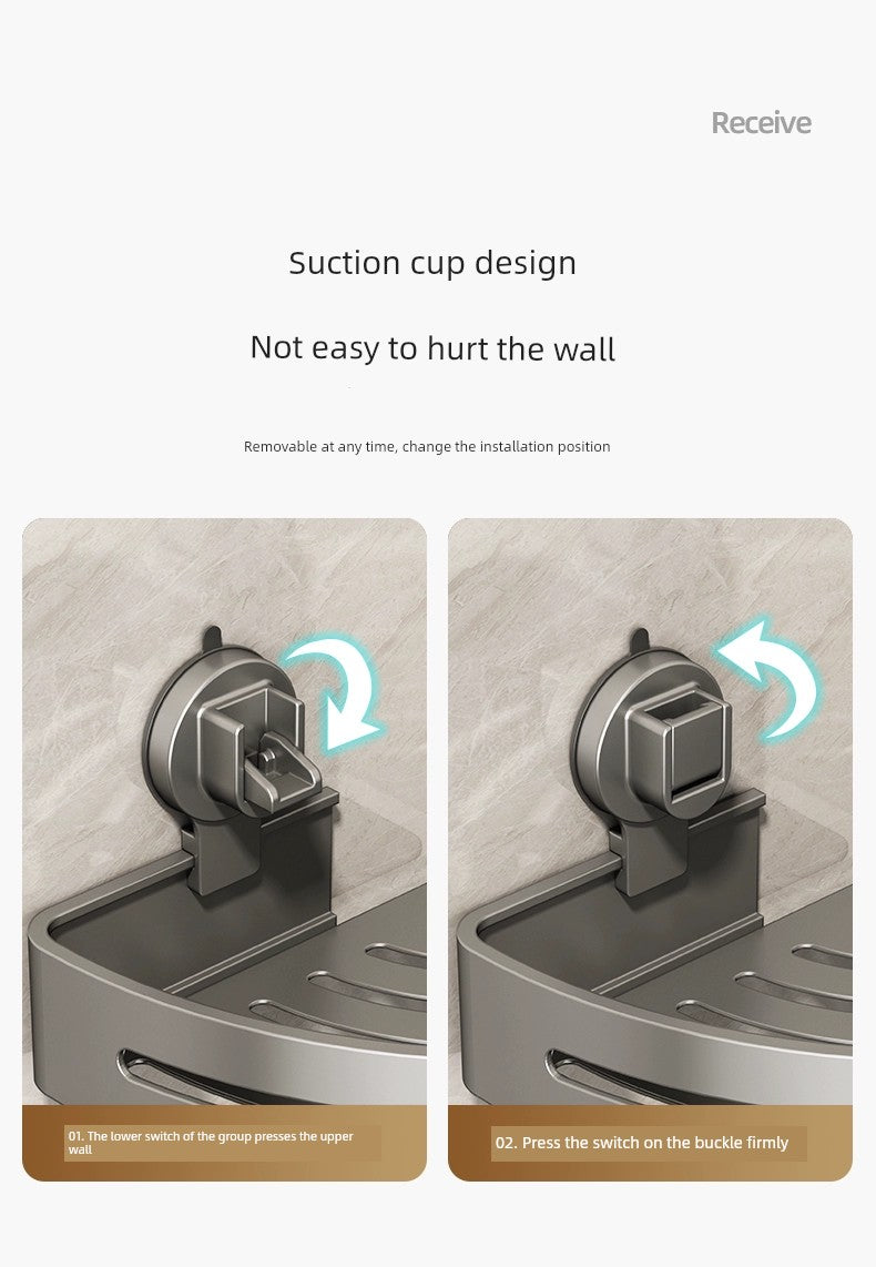 Suction Cup Punch-Free Corner Toilet Bathroom Storage Rack