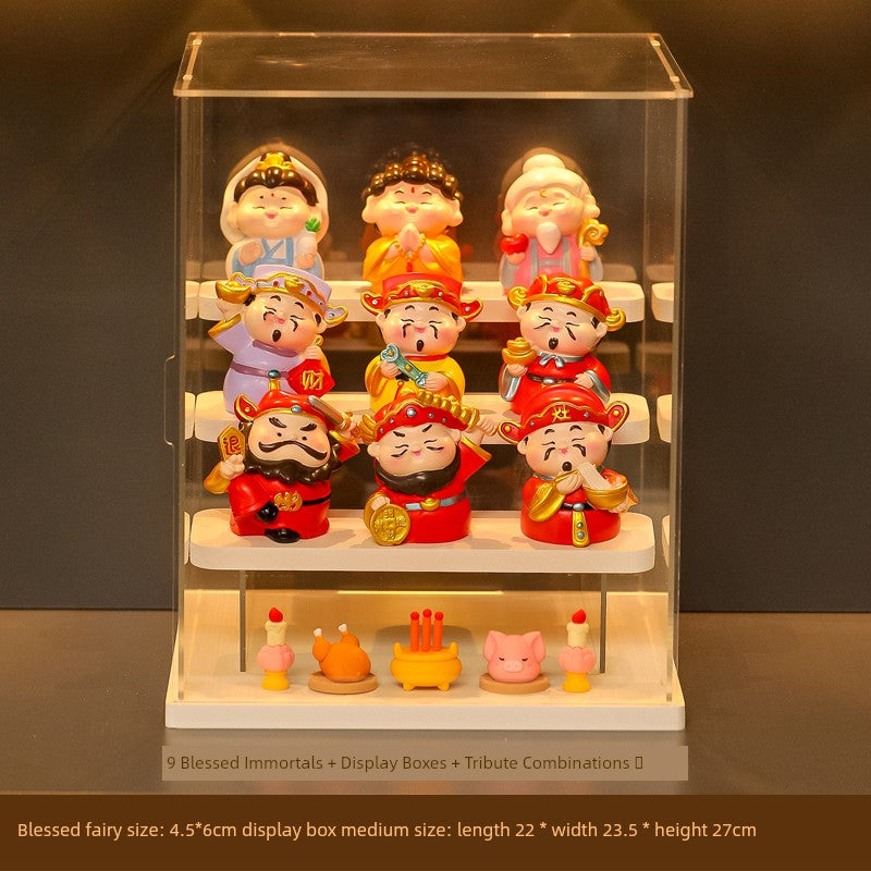 Five-Way God of Wealth All-Way Fairy Home Bookcase Entrance Decoration Decoration Household Full Set Display Stand Gift Decoration