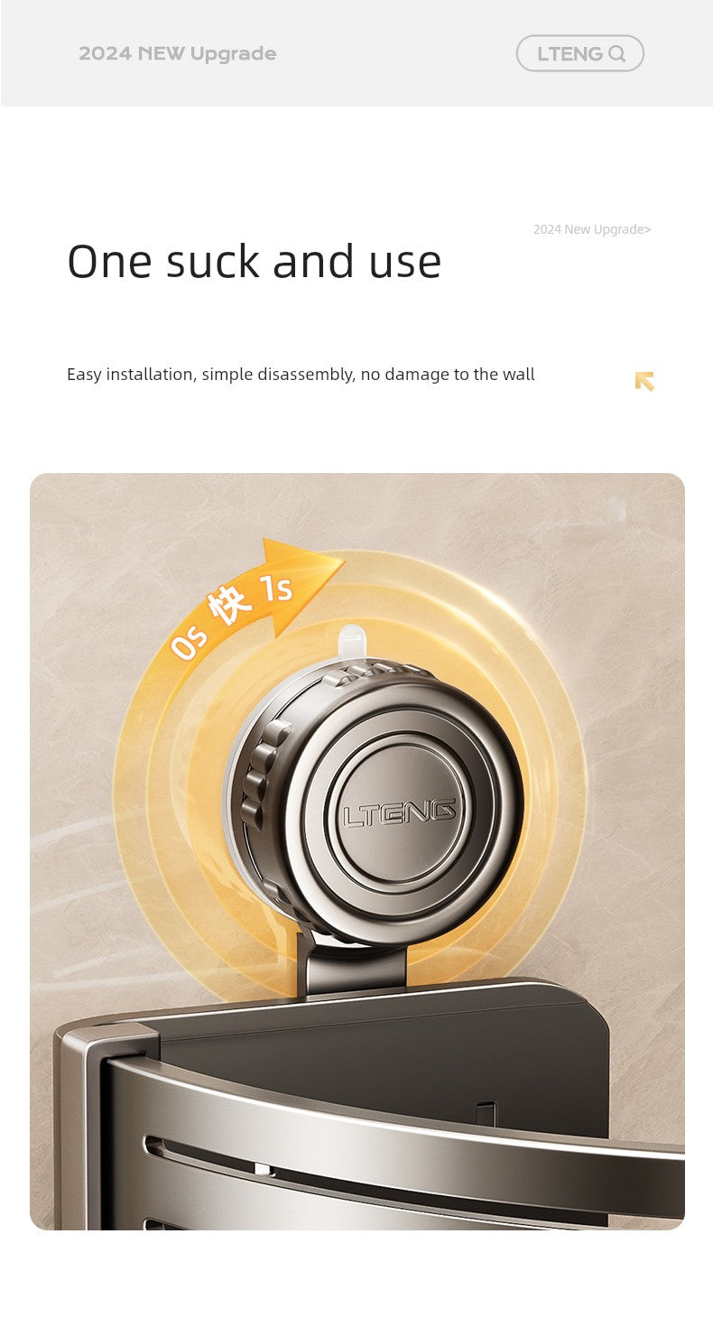 Punch-Free Bathroom Rack Bathroom Suction Cup Triangle Basket Wall Mount Bathroom Sink Corner Storage Rack