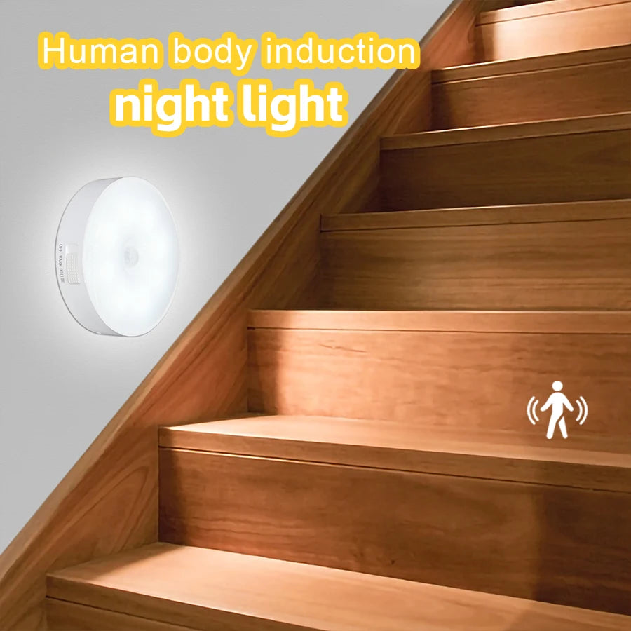 CY Motion Sensor LED Night Light USB Rechargeable For Kitchen Cabinet Wardrobe Lamp Staircase Wireless LED Closet Light