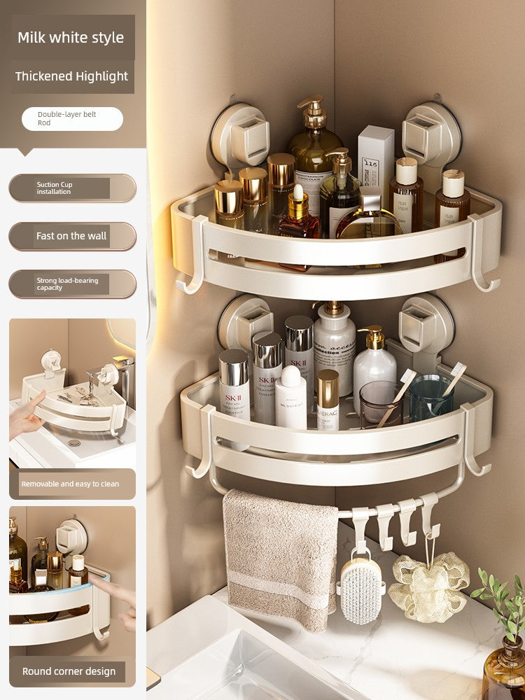 Suction Cup Punch-Free Corner Toilet Bathroom Storage Rack