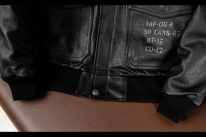 2025 New Spring Men's Genuine Leather Jacket Embroidery Bomber Cowhide Air Force Jacket Motorcycle Leather Coat A2 Biker Clothes