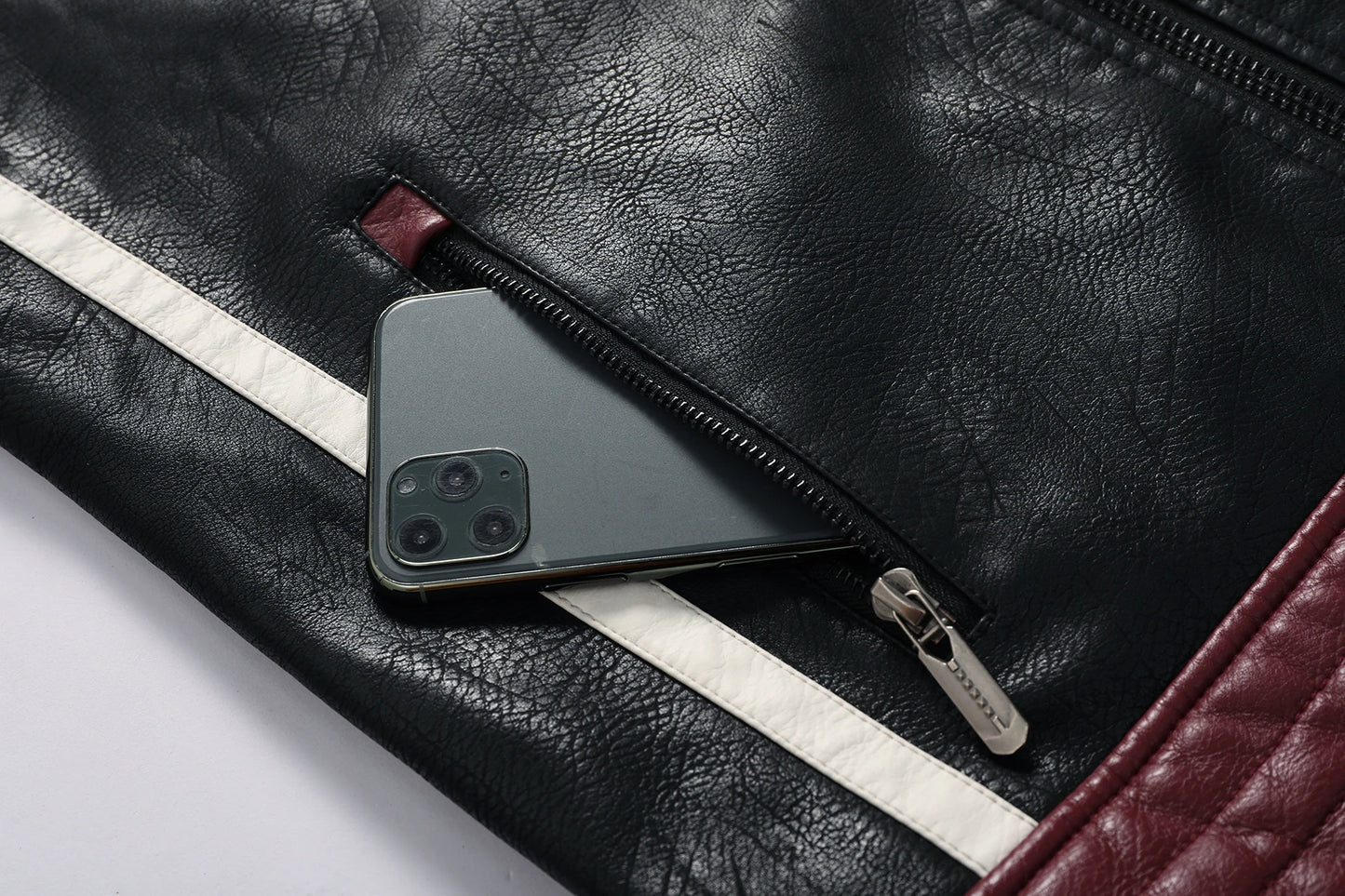 Men's PU leather coat thickened biker jacket