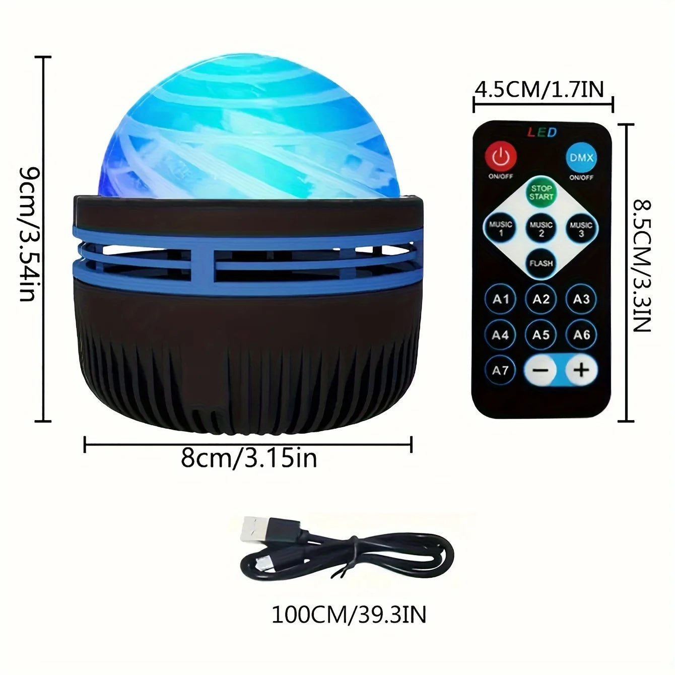 LED Starry Galaxy Projector Light RGB Smart Remote Control Star Aurora Lamp KTV USB Powered Auto Rotating for Home Bedroom Decor