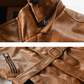 2024 Winter Men's Leather Motorcycle Leather Korean Fashion Jacket Coat Windproof Clothes Men's Hooded Medium Long