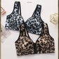 Women's Breathable Side-lifting Maternity Underwear Leopard Print Large Size Ultra-thin No Underwire Front-closure Bra