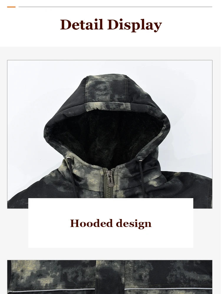 Fleece Hooded Tactical Jacket Mens Winter Camouflage Cotton Padded Thick Parkas Outdoor Waterproof Coat Casual Windproof Jacket