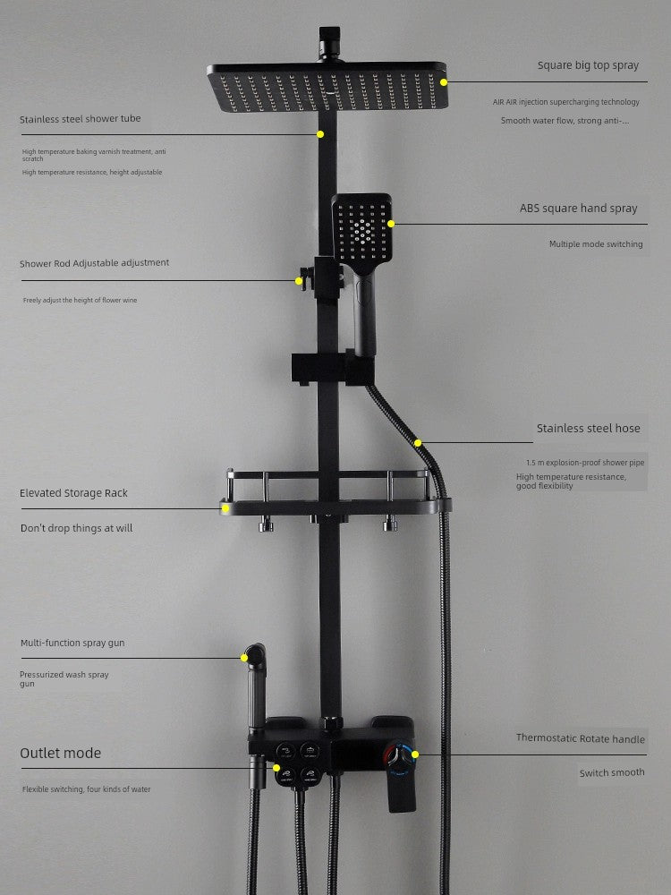 Copper Constant Temperature Black For Home Supercharged Shower Head