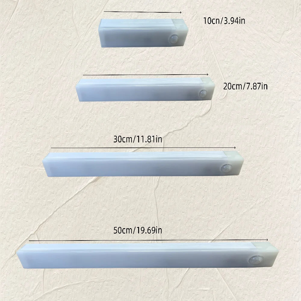 Wireless LED Motion Sensor Night Light with Magnetic Stripe USB Rechargeable For Kitchens, Closets, Stairs and Hallways