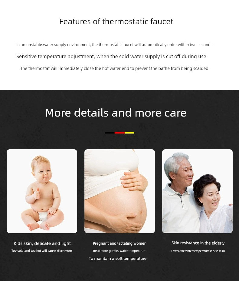 Copper Constant Temperature Black For Home Supercharged Shower Head