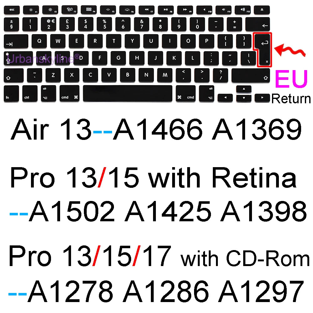 Keyboard Cover for Macbook Air 13 M3 15 Pro 14 M4 13 M2 16 Retina 11 Silicone Protector Skin Case A3113 A3114 A2681 A3401 A3185