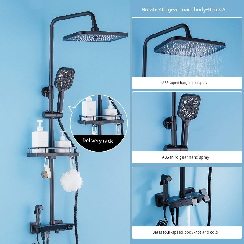 Copper Constant Temperature Black For Home Supercharged Shower Head