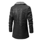 Men's Mid-length Leather Coat Autumn Winter Business European Size Plus Fleece Large Lapel Suit Fur Coat Men Jacket Men