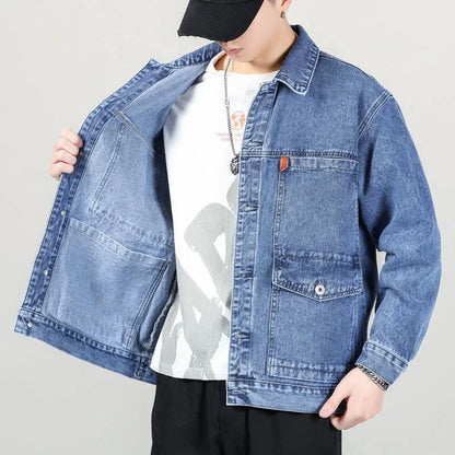 Denim Jackets Man Cargo Jeans Coat for Men Japanese Gray Overcoat Winter 2024 Lxury High Quality Cheap Price Stylish on Board G