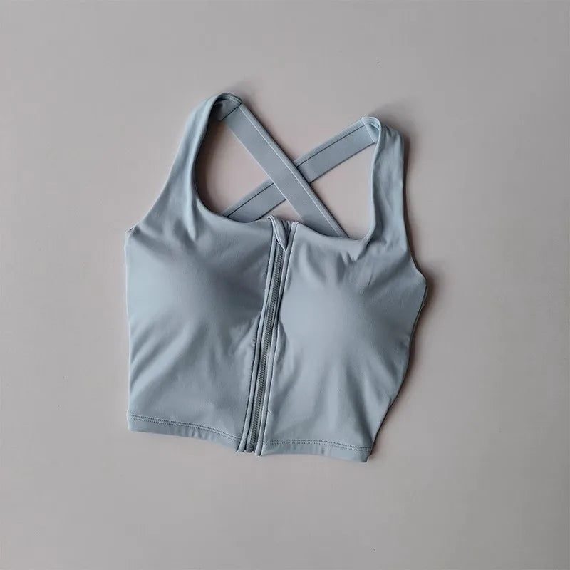 Women Fitness Underwear Yoga Bras cross Back Beauty Sports Bras Front Zippe Top Bra Sexy Breathable Underwear For Women Gym Top