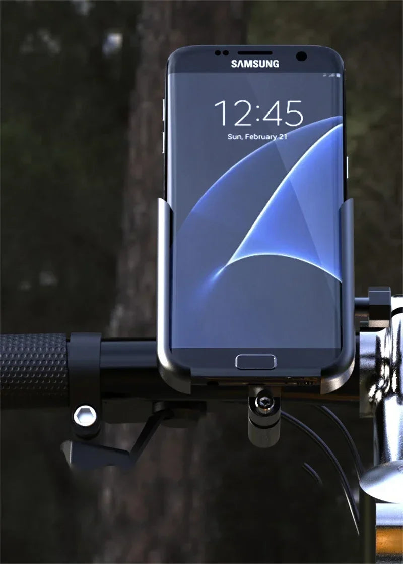 Motorcycle Bicycle Phone Holder GPS Bracket Cellphone Stand Mirror Handlebar Mount Compatible For Smartphone Between 3.0 to 6.5"