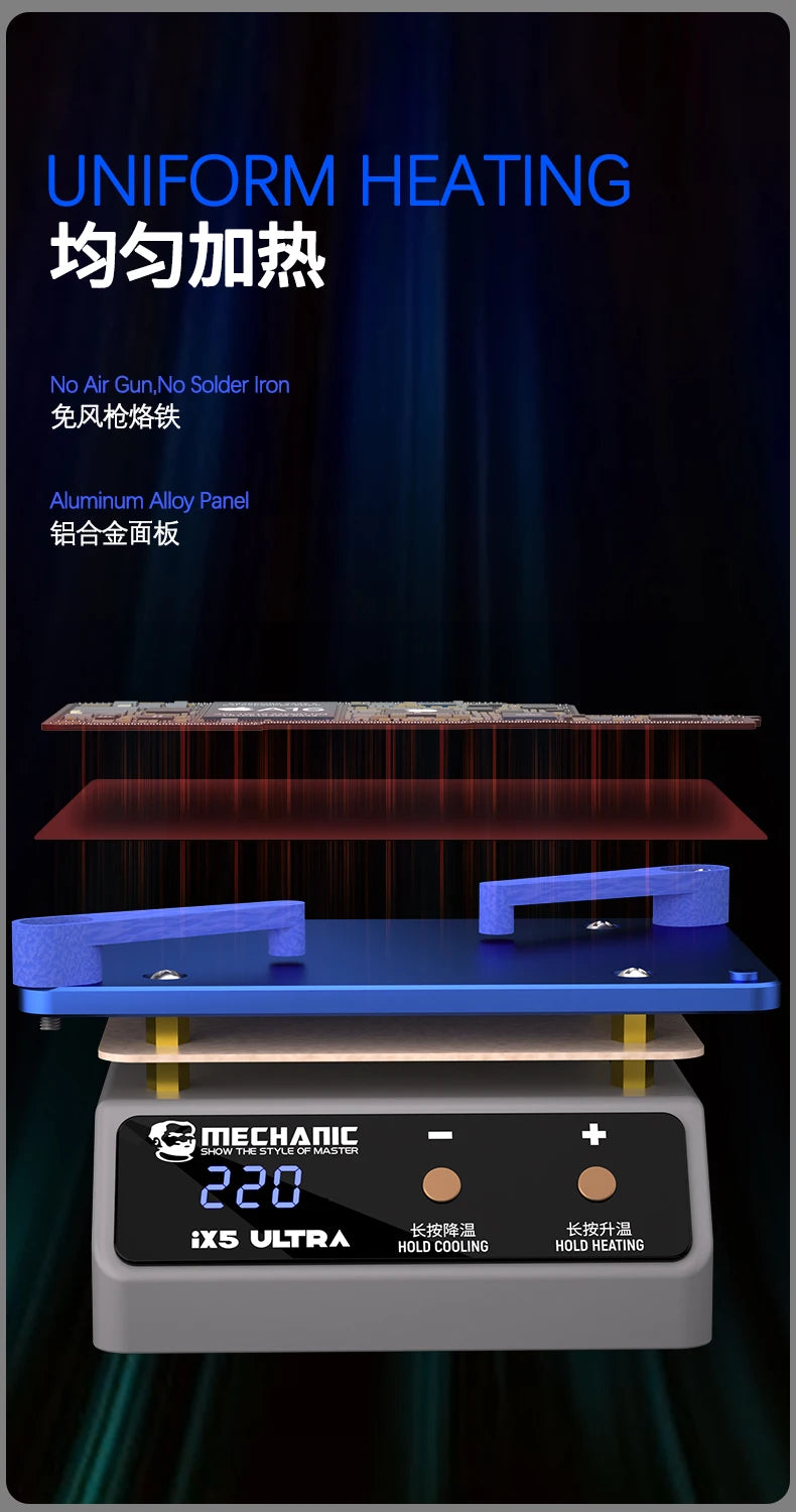 MECHANIC IX5 Ultra Universal Preheating Layering Platform for Motherboard Layering Tin Planting Glue Removal Heating Table Tool