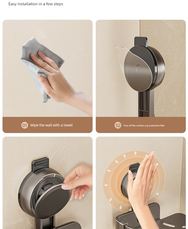 Wall-Mounted Wash Basin Toilet Triangle Basket Shelf Suction Cup